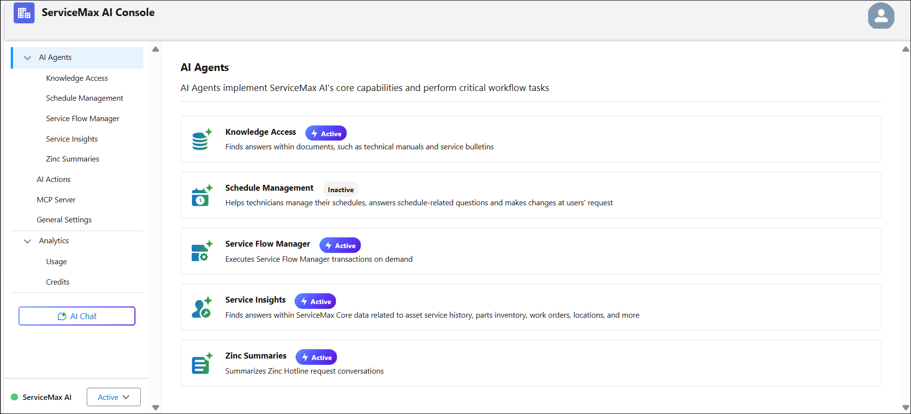 AI Console Home Page