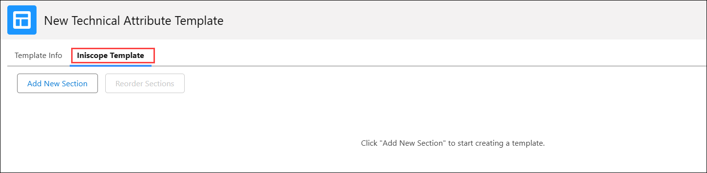 Technical Attribute Template tab
