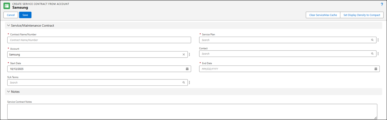 Create Service Contract from an Account Create Service Contract from an Account