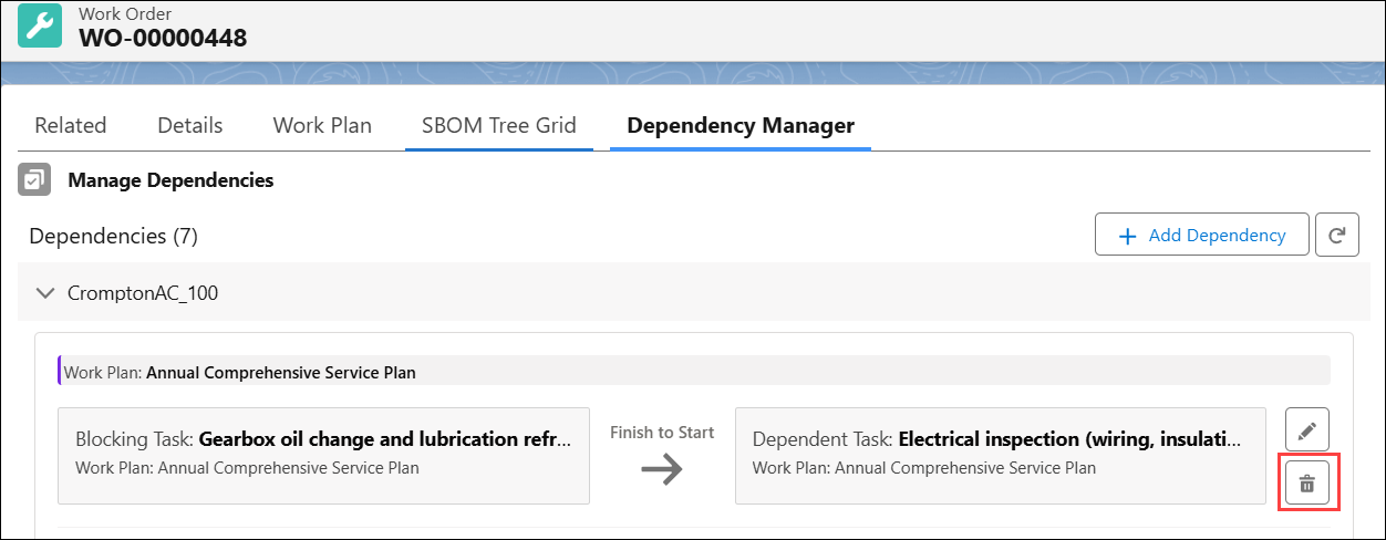 Delete Dependency Delete Dependency