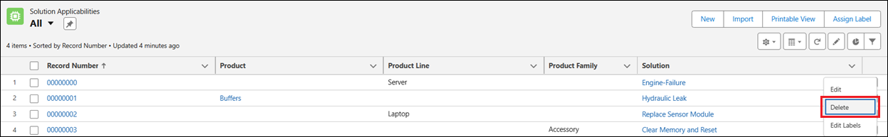 Delete Solution Applicability
