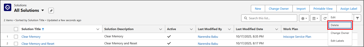 Delete Solution