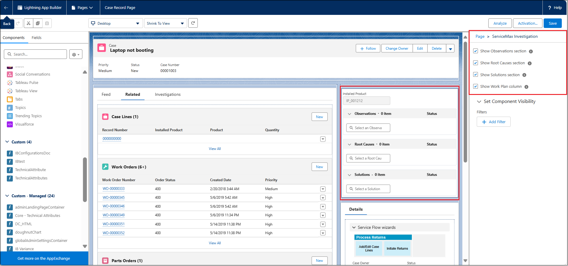 Enabling Lightning Widget for Investigation in Case