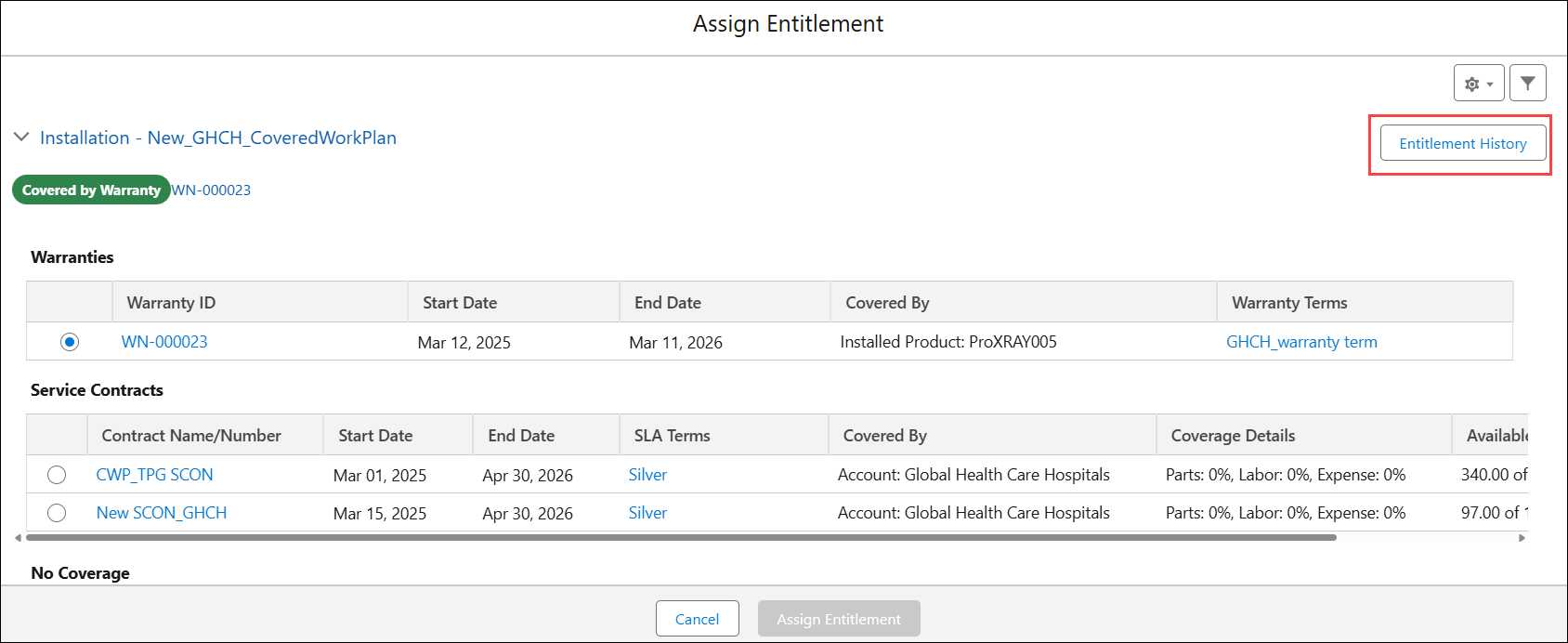 Entitlement History
