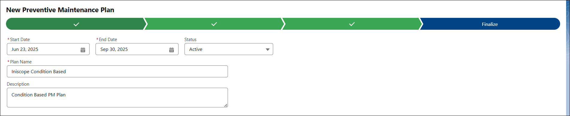Finalize Tab