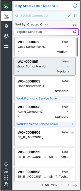 The image displays the Job list