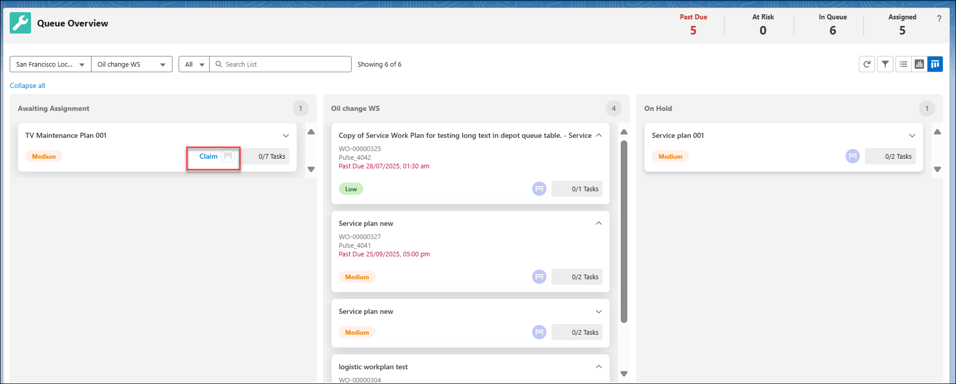 Updating Status of Awaiting Assignment using Claim button Updating Status of Awaiting Assignment using Claim button