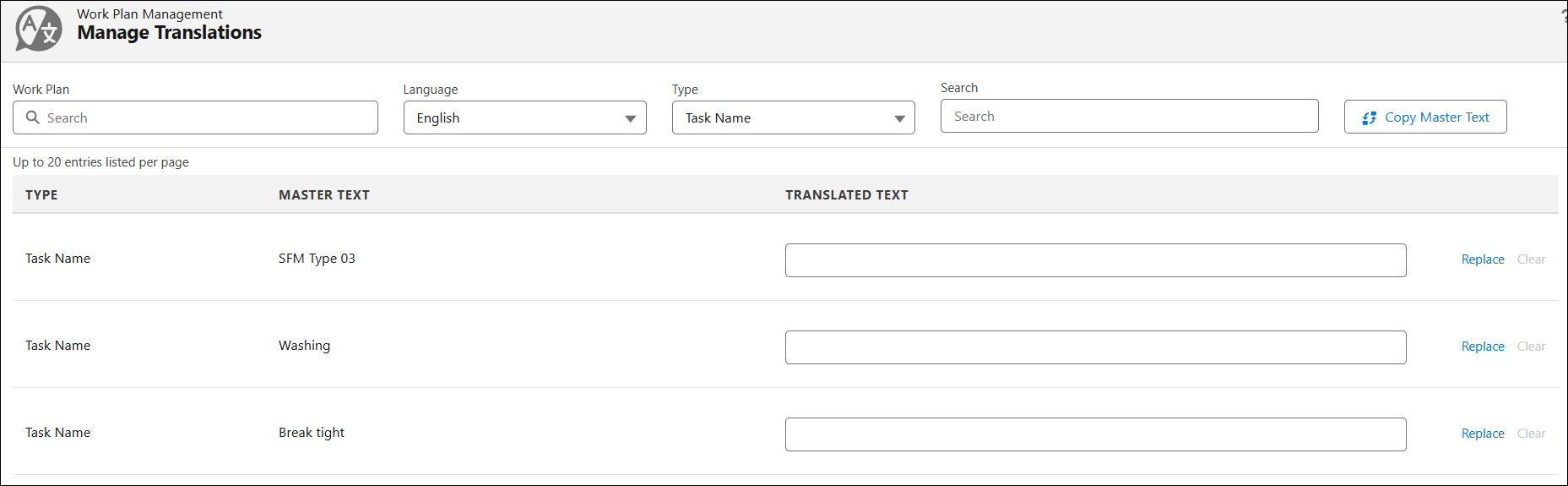 Manage Translations Manage Translations