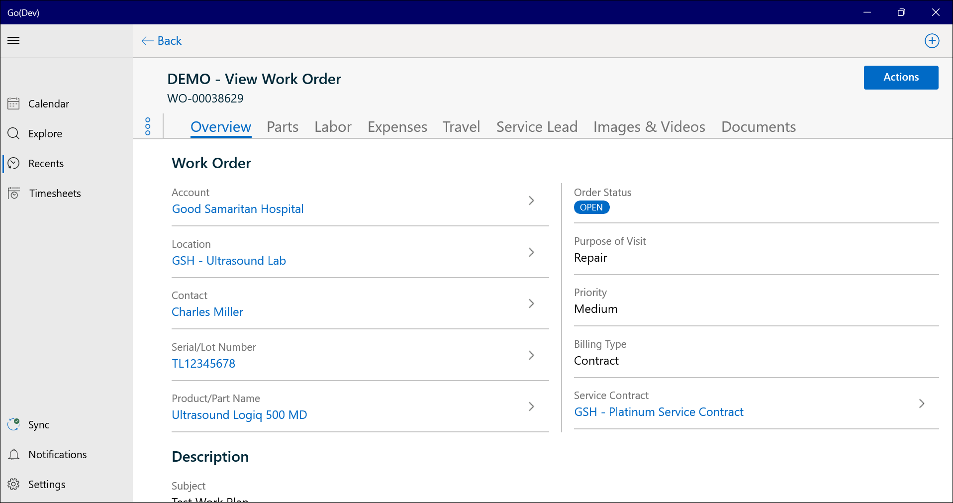 Linked Record from AI Action in Windows Go App