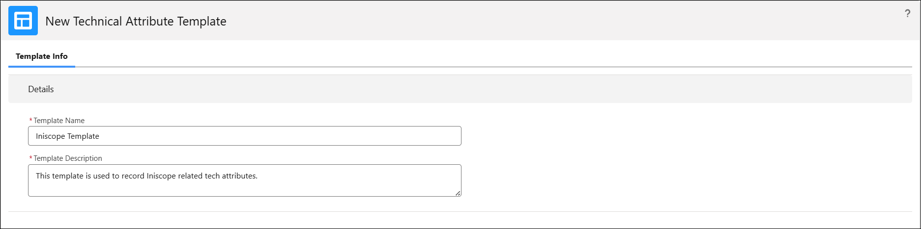 New Technical Attribute Template New Technical Attribute Template