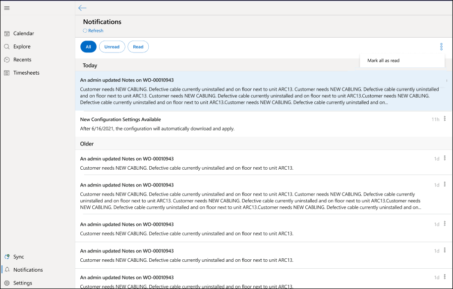Notification History in Windows Go