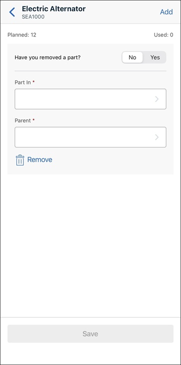 Serialized Part Consumption for Not Removed Part