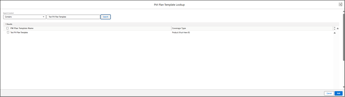 PM Plan Template Lookup PM Plan Template Lookup