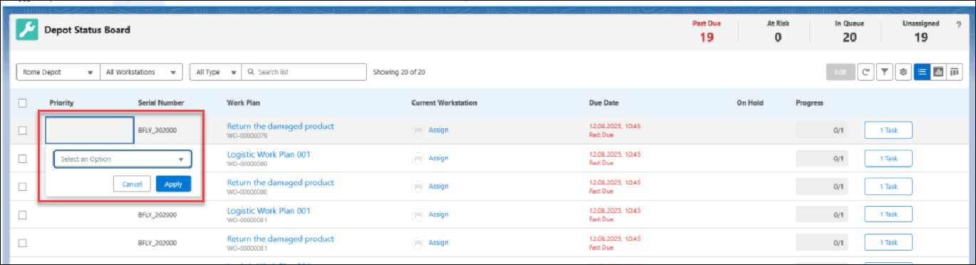 Adding Priority in the List View
