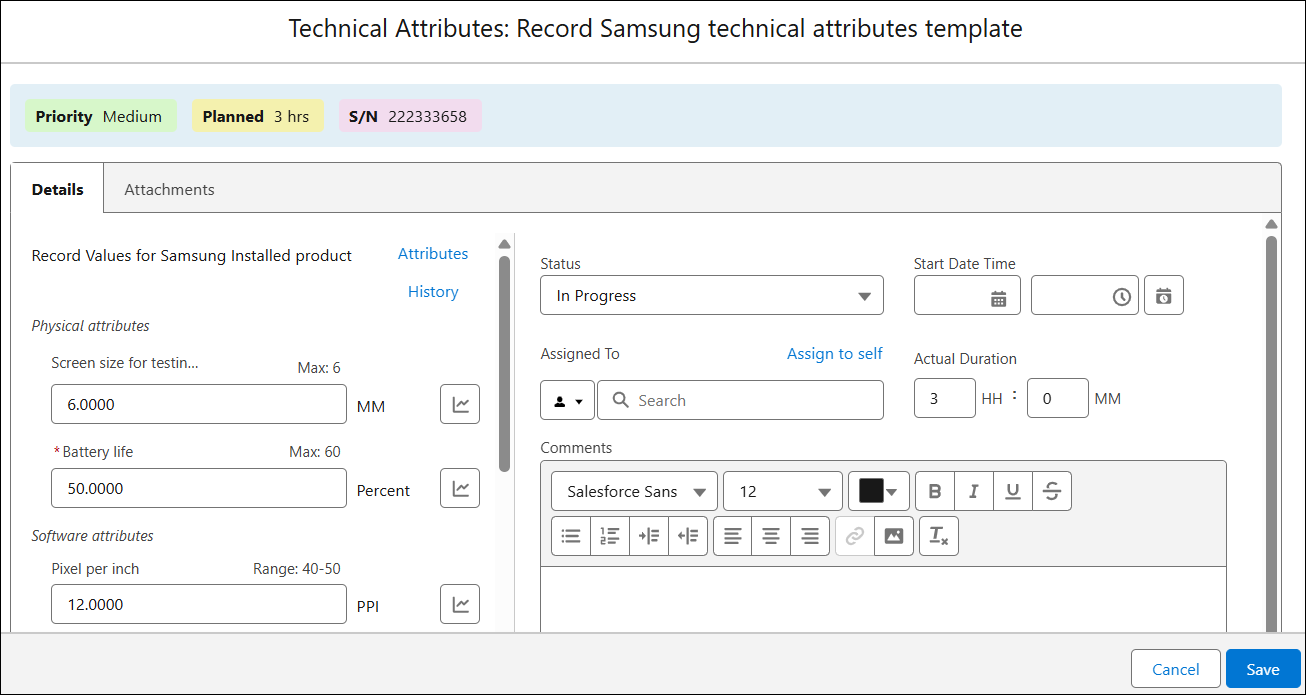 Record Technical Attributes