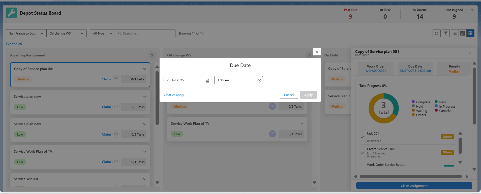 Selecting Due Date in Kanban Mode