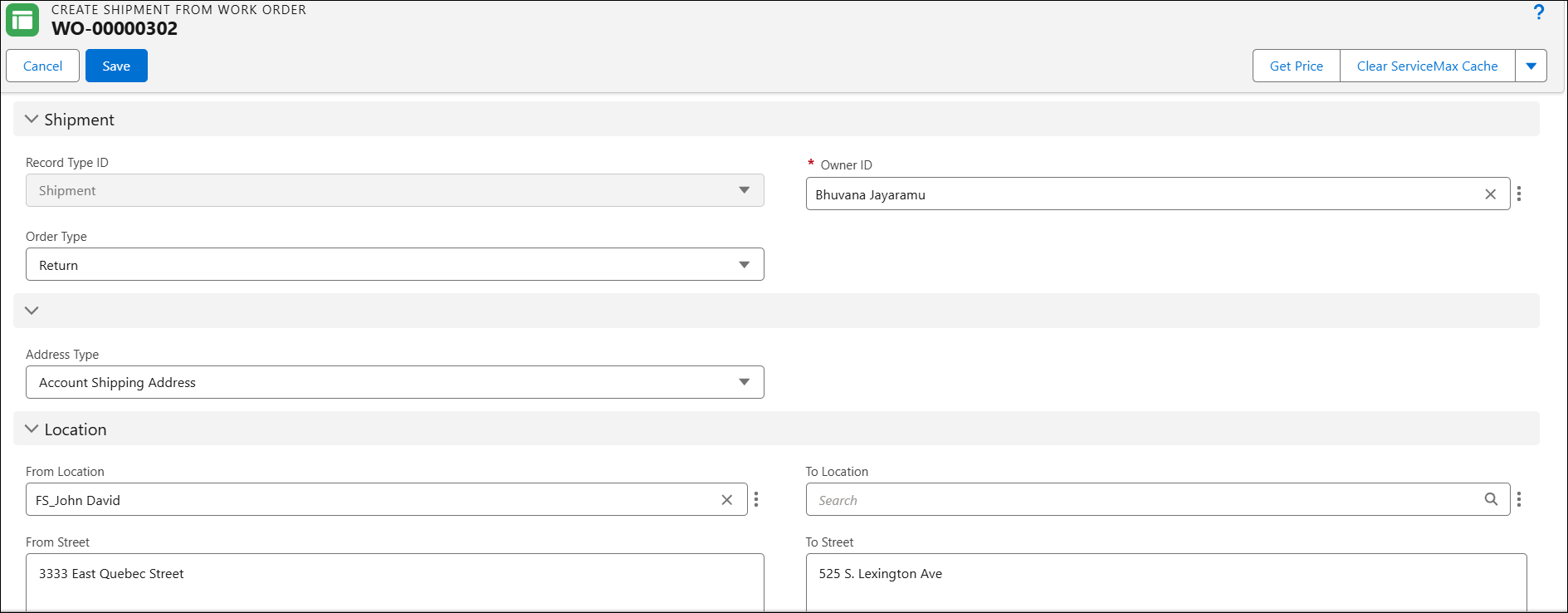 Create Shipment Order from Work Order