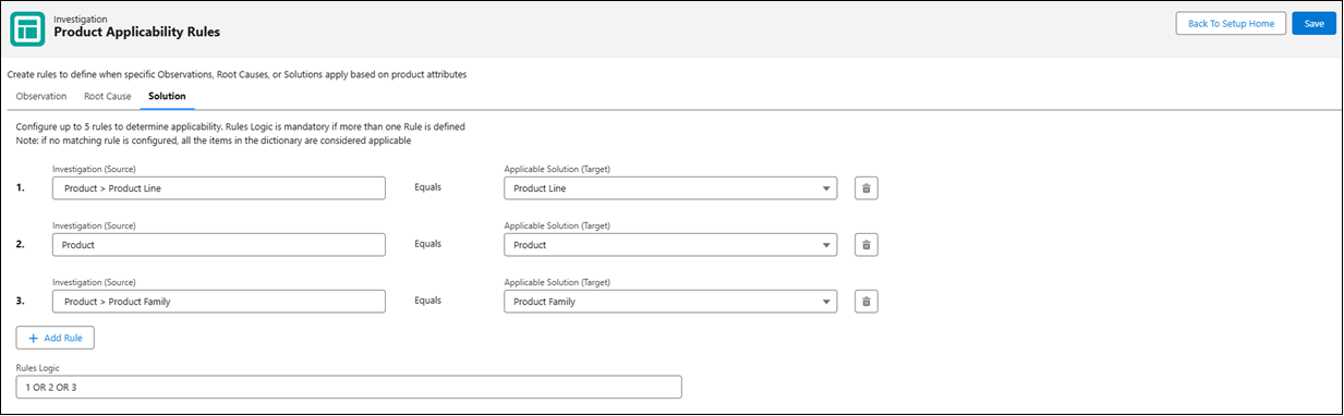 Solution Applicability Rule