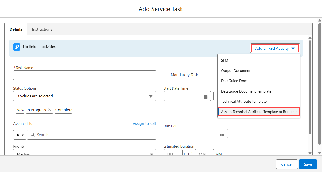 Technical Attribute Template at Runtime