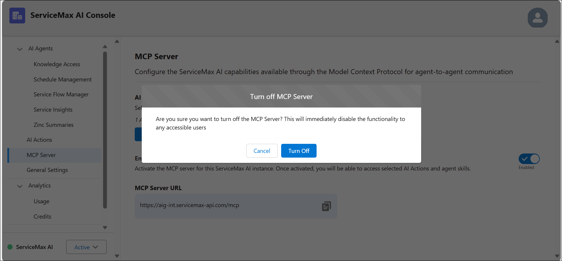 Disable MCP server