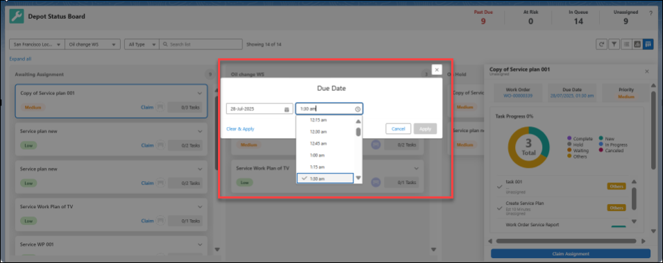 Clock Icon for Updating Due Date in Kanban Mode