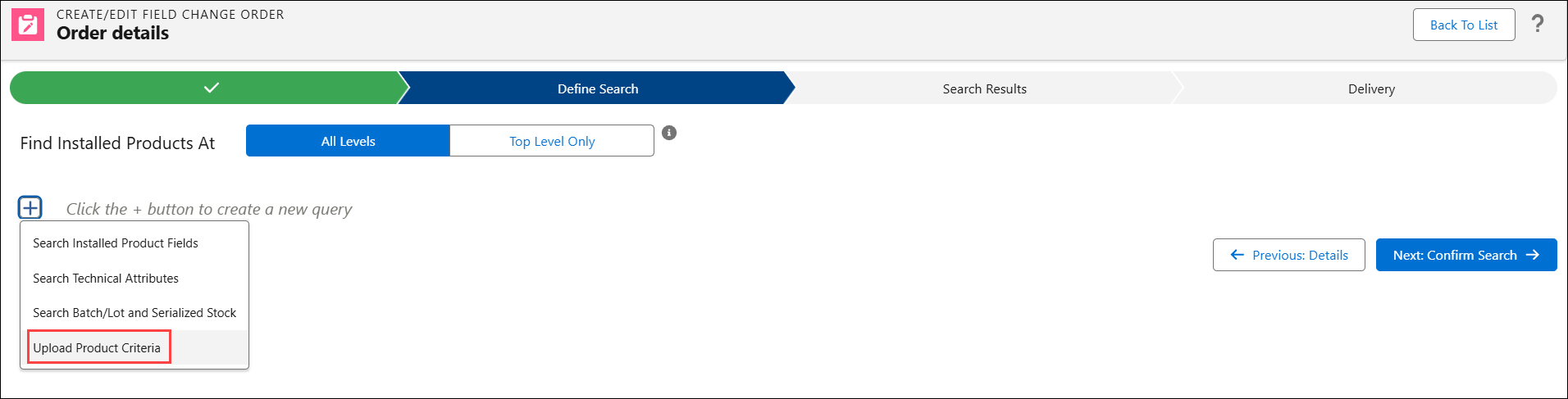 Upload Product Criteria
