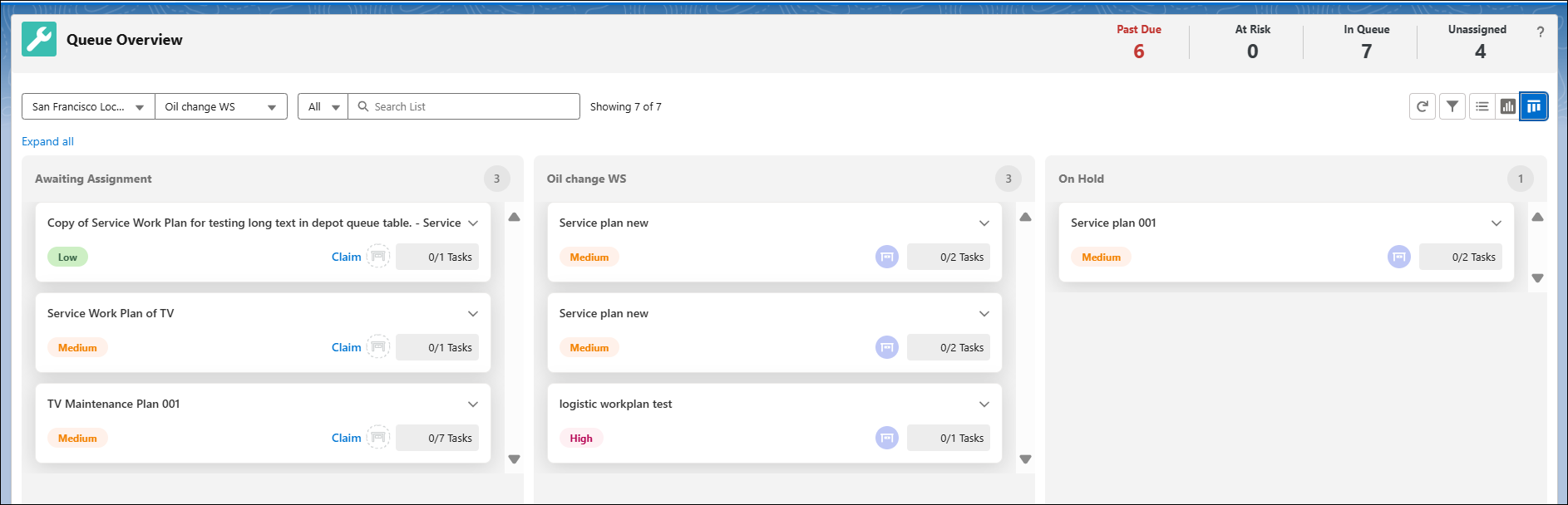 Viewing Queue Items in Kanban Mode