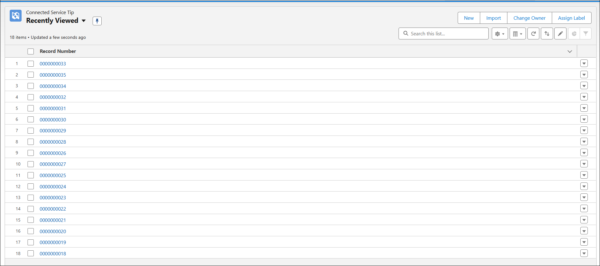 Connected Service Tip List View Page Connected Service Tip List View Page