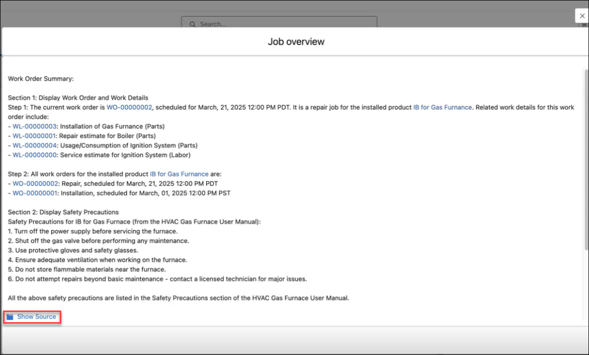 Hyperlinks on Work Order, Installed Product Records Hyperlinks on Work Order, Installed Product Records
