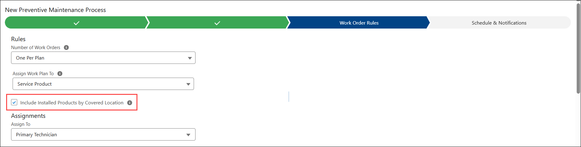 Work Order Rules Stage