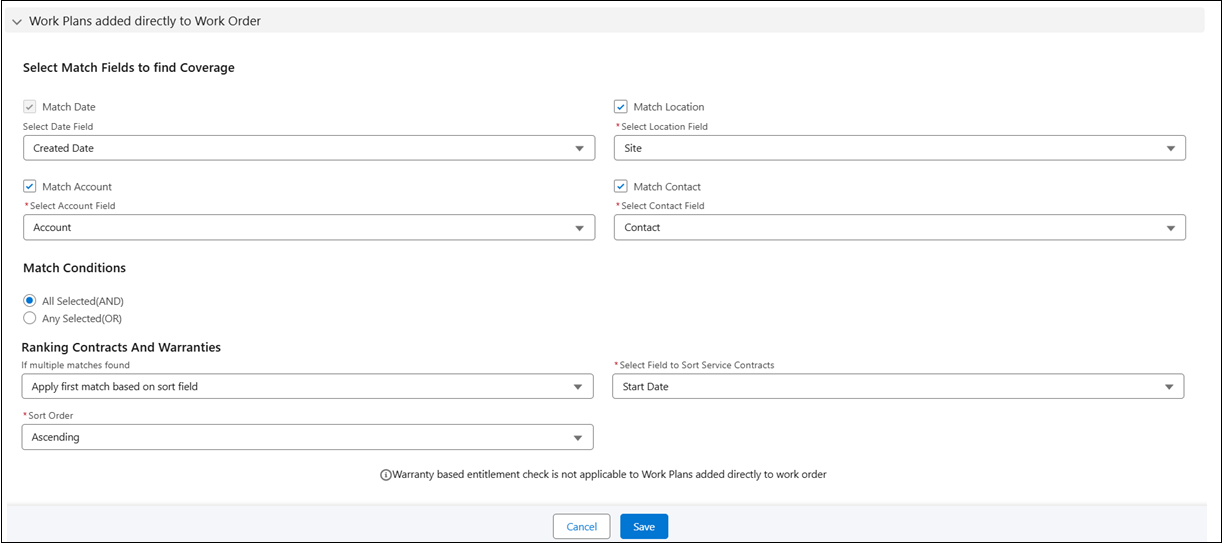 Work Plan added Directly to Work Order