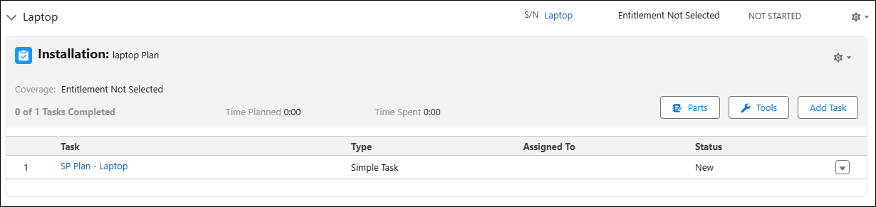 Work Plan Card in Work Order > Work Plan tab