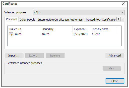 Manage certificates