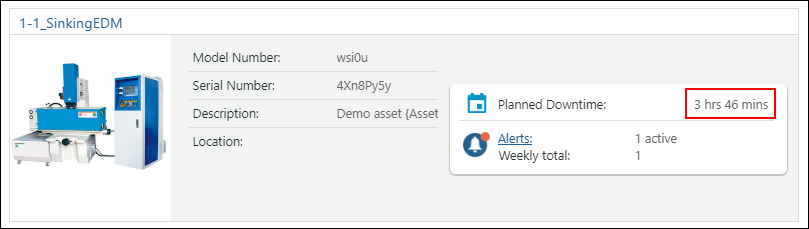 Screenshot highlighting the duration display on an Asset in Asset Advisor.