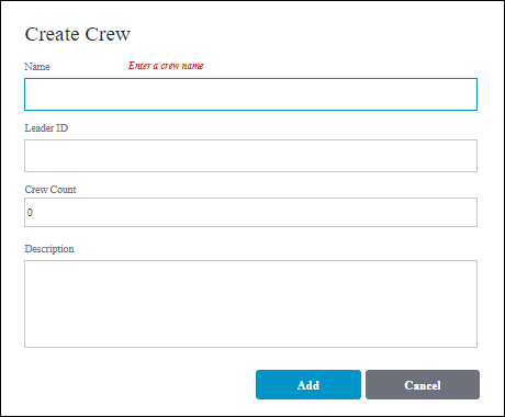 Create Crew screen