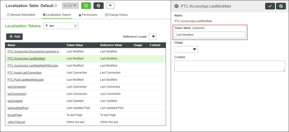 Default localization table