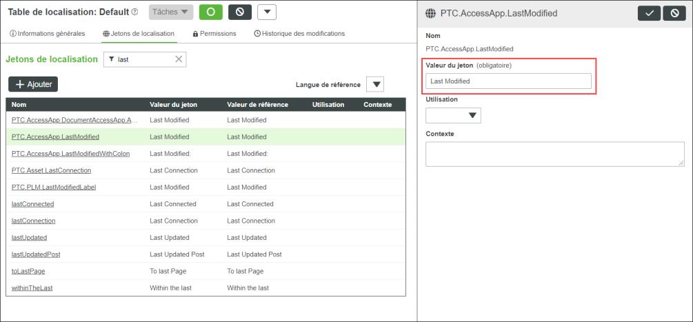 Table de localisation par défaut