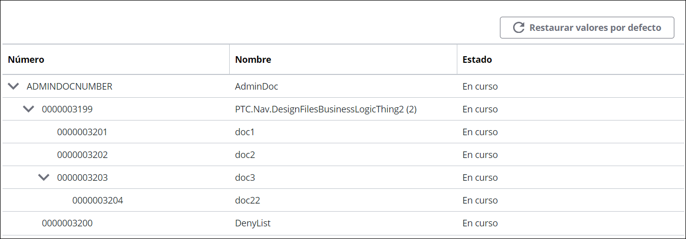 Componente Estructura de documento en la interfaz de usuario de Navigate