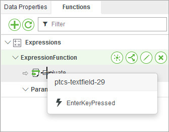 Dragging a property to create a binding in Mashup Builder.