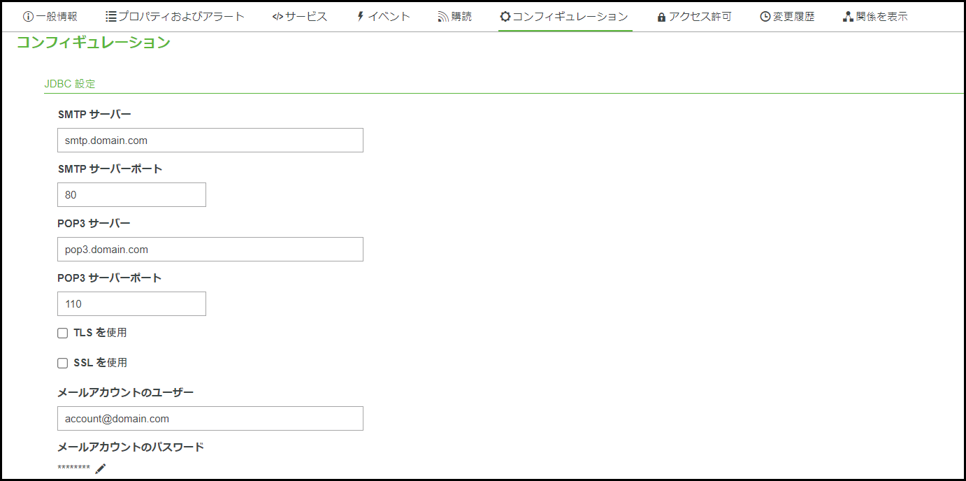 「コンフィギュレーション」タブ