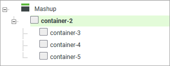 Vue arborescente des conteneurs d'une application composite. L'application composite sélectionnée comporte trois conteneurs intégrés.