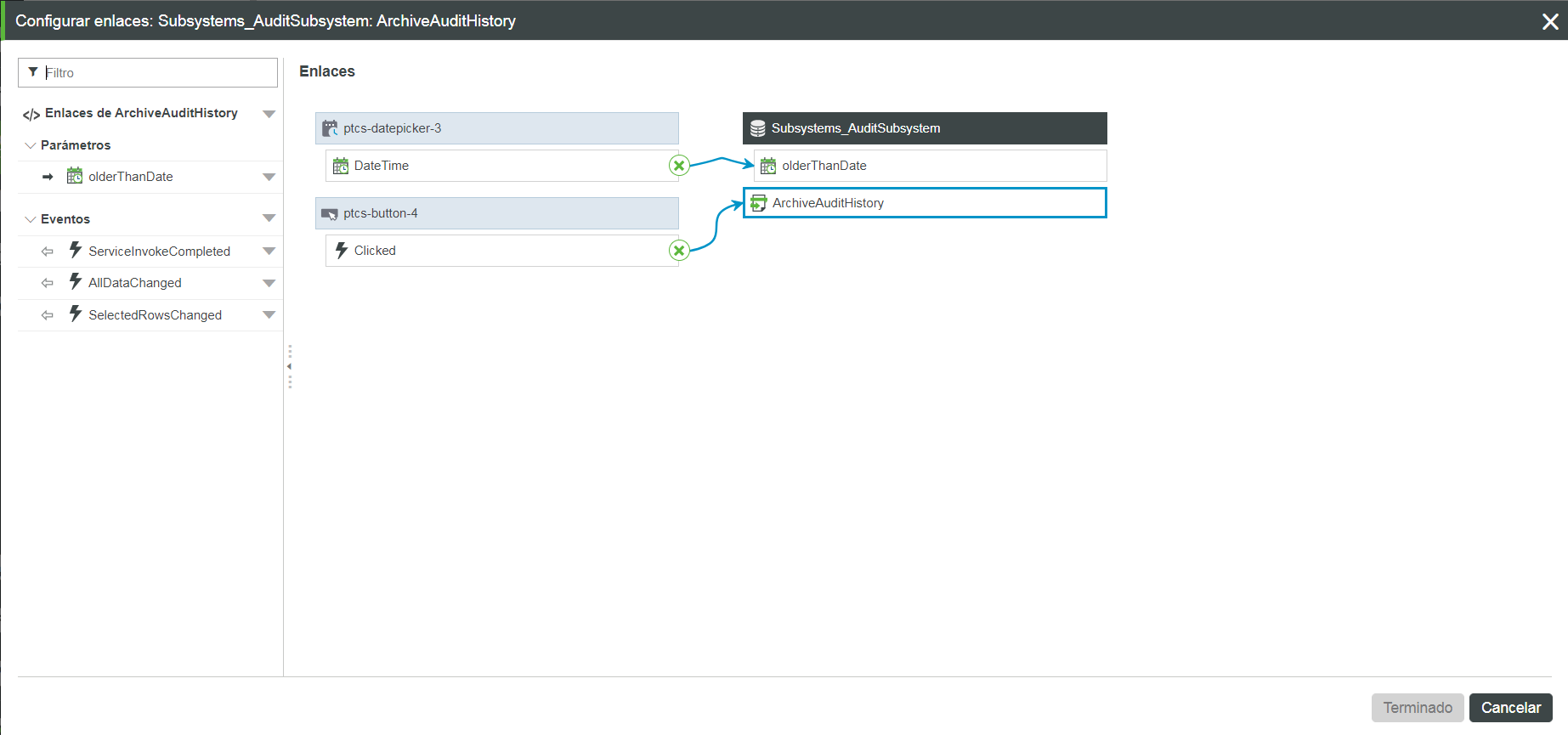 Cuadro de diálogo Configurar servicio