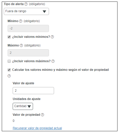 Alerta de fuera de rango