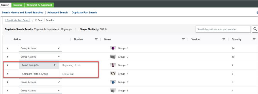 Group Action Search Result