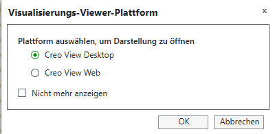 Viewer-Plattform-Auswahl "In Creo View öffnen"
