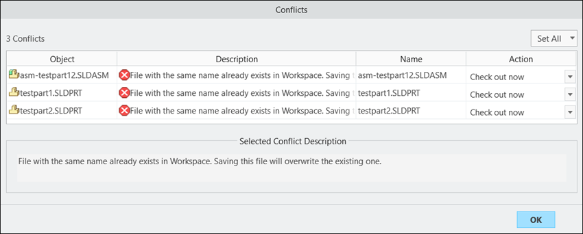 Fenêtre Conflits