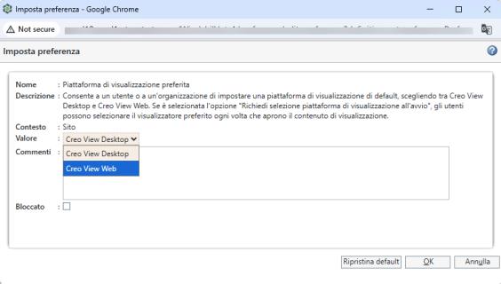 Impostare la preferenza per impostare la piattaforma di visualizzazione preferita