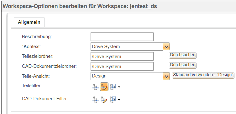 Konfigurationsspezifikation – Teilefilter