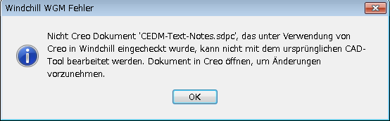 Warnmeldung im CAD-Tool
