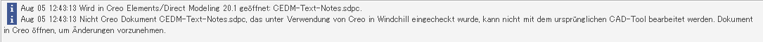 Warnung im Meldungsbereich